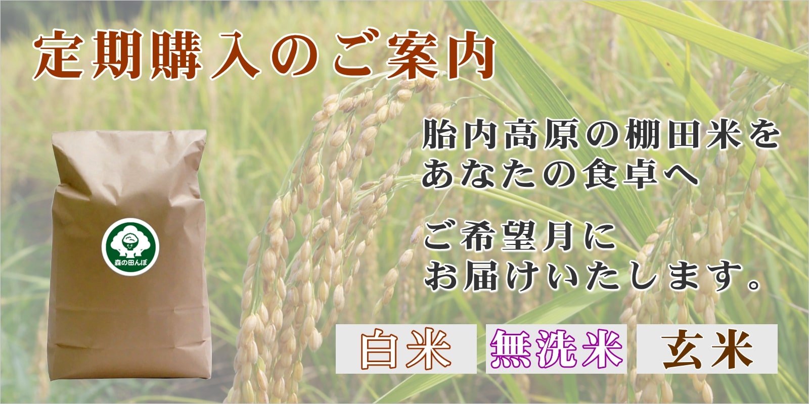 胎内高原の棚田米 定期購入のご案内